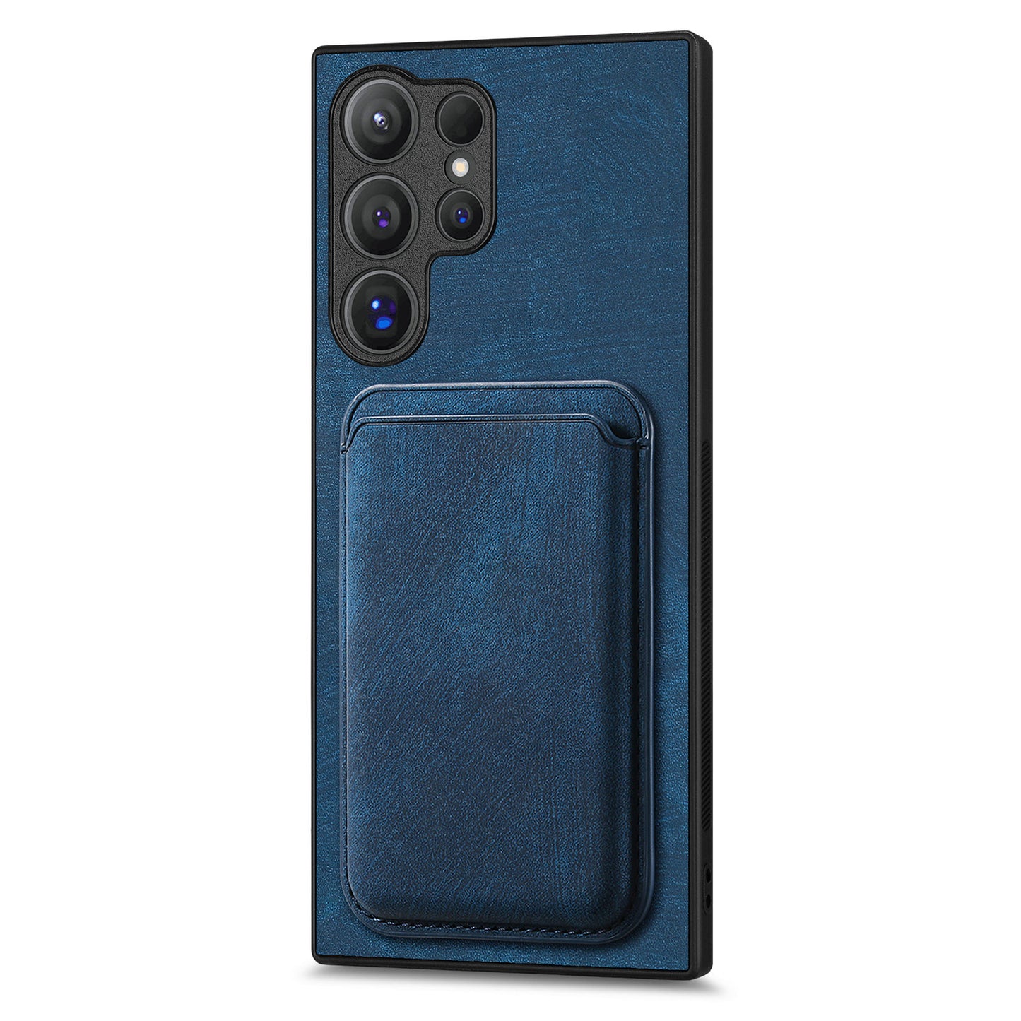 D12 For Samsung Galaxy S24 Ultra Retro Texture Detachable Magnetic Card Case Phone Cover - Blue