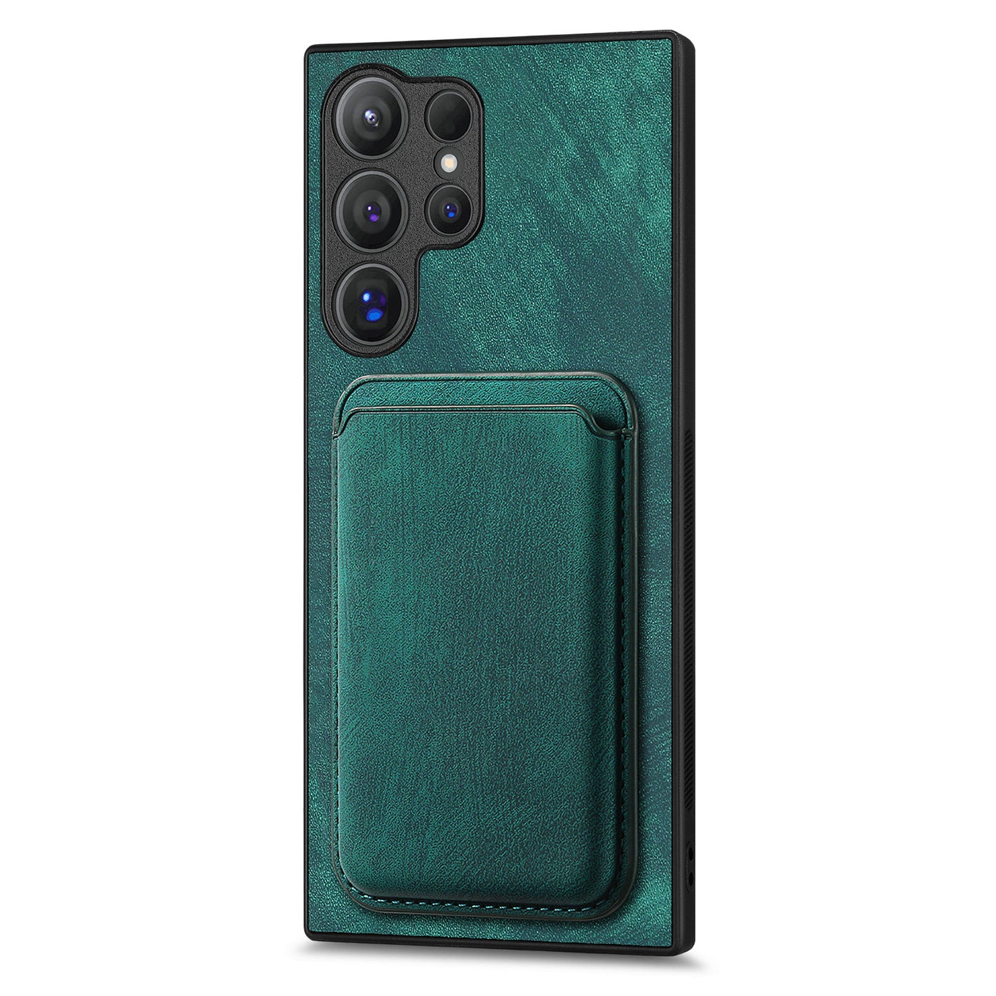 D12 For Samsung Galaxy S24 Ultra Retro Texture Detachable Magnetic Card Case Phone Cover - Green