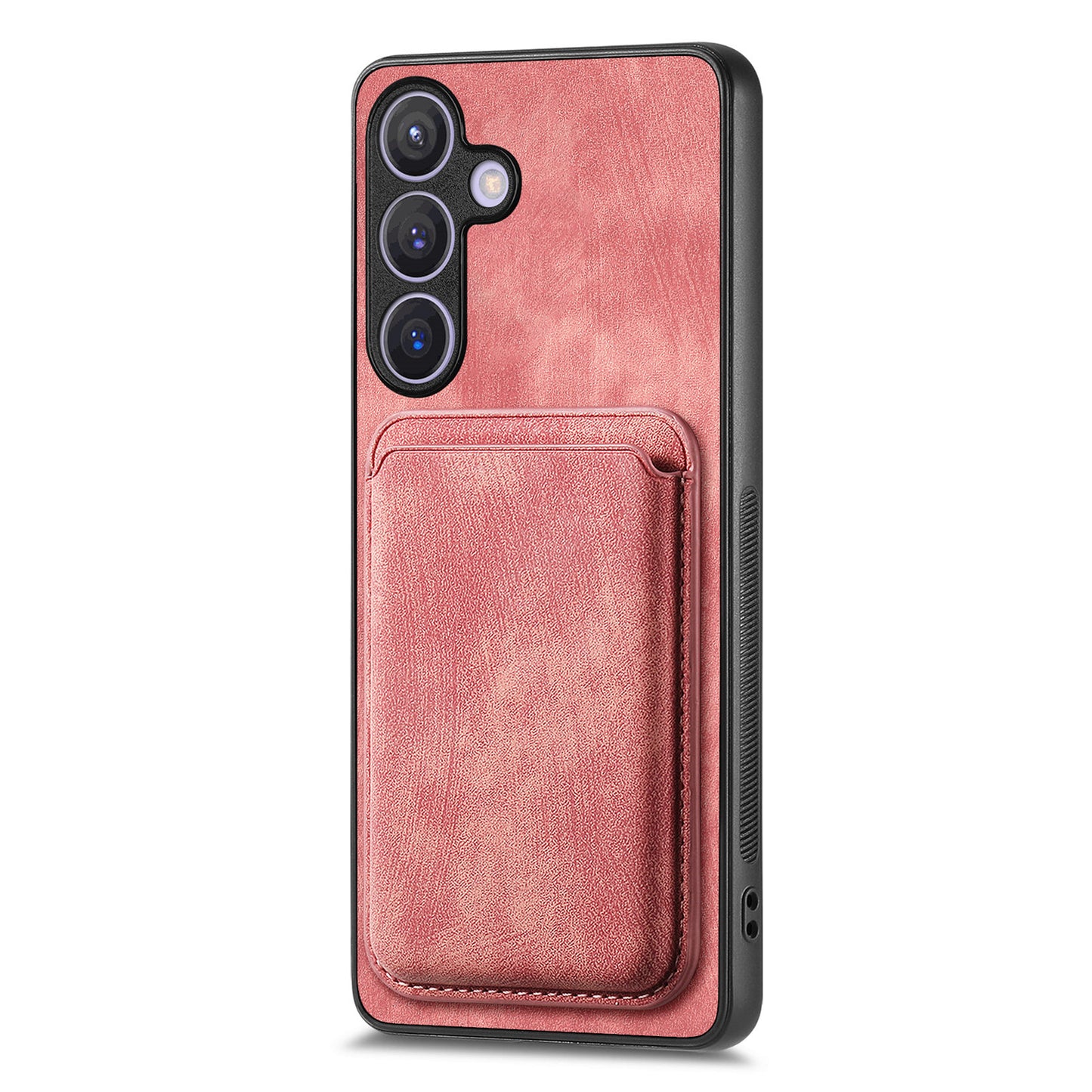 D12 For Samsung Galaxy S24+ Detachable Magnetic Card Case Fall Proof Phone Cover - Pink
