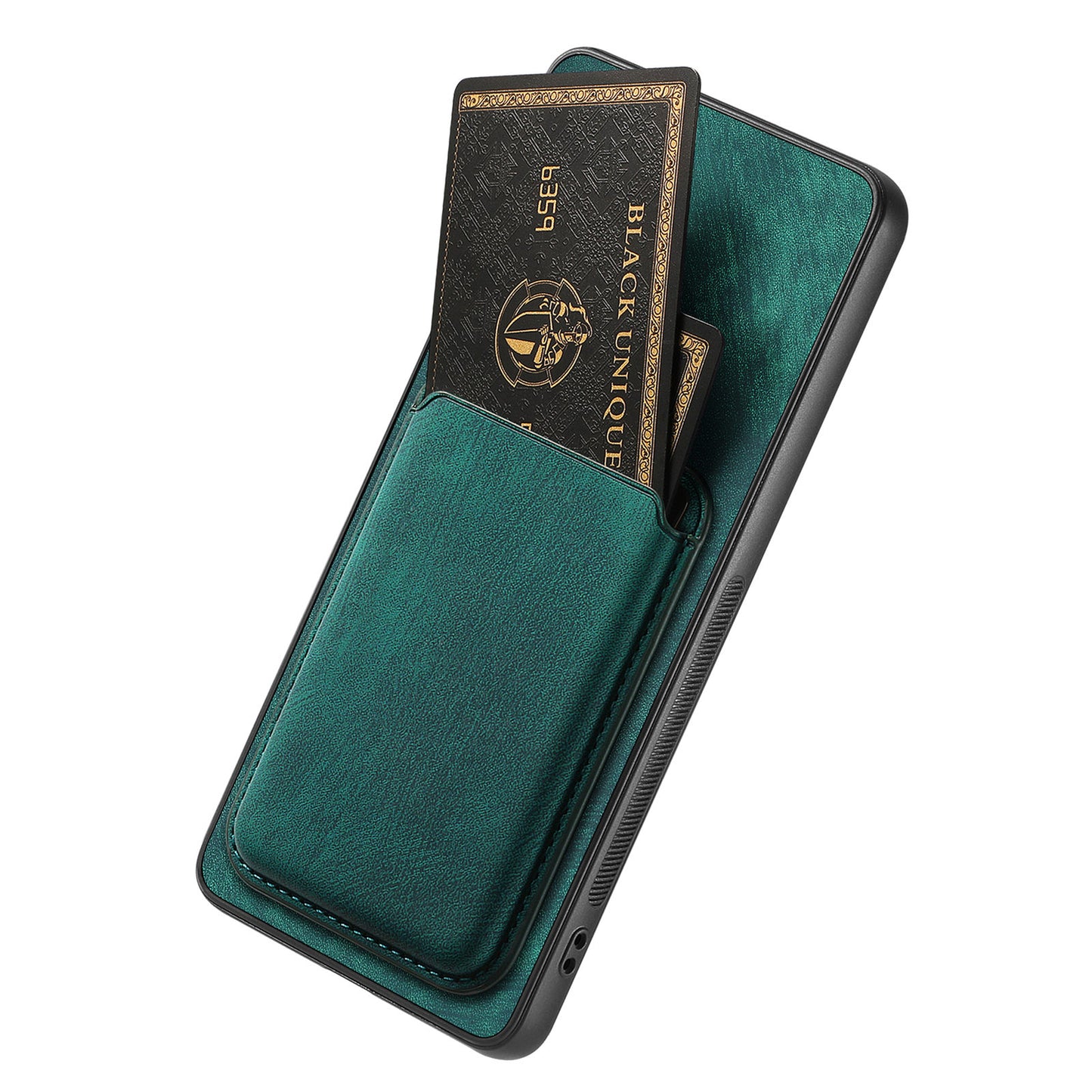 D12 For Samsung Galaxy S24 Bump Proof Phone Cover with Detachable Magnetic Card Case - Green