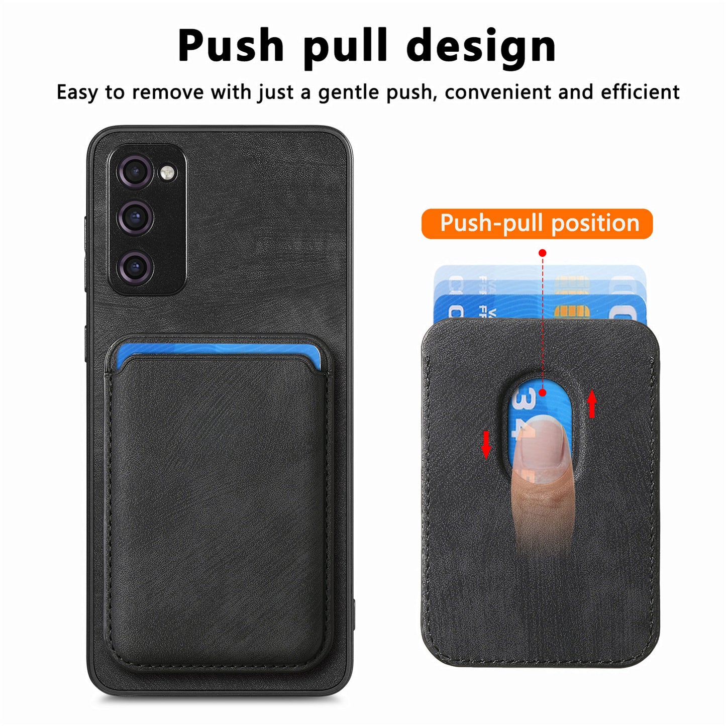 D12 For Samsung Galaxy S20 Lite / S20 FE / S20 FE 5G / S20 FE 2022 Case Detachable Card Case Shell - Black