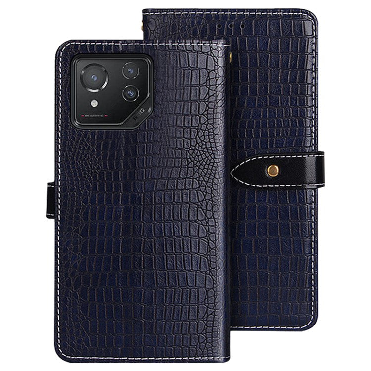 IDEWEI For Asus ROG Phone 8 5G / Phone 8 Pro 5G Leather Case Crocodile Texture Card Slots Cover - Blue