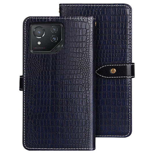 IDEWEI For Asus ROG Phone 8 5G / Phone 8 Pro 5G Leather Case Crocodile Texture Card Slots Cover - Blue
