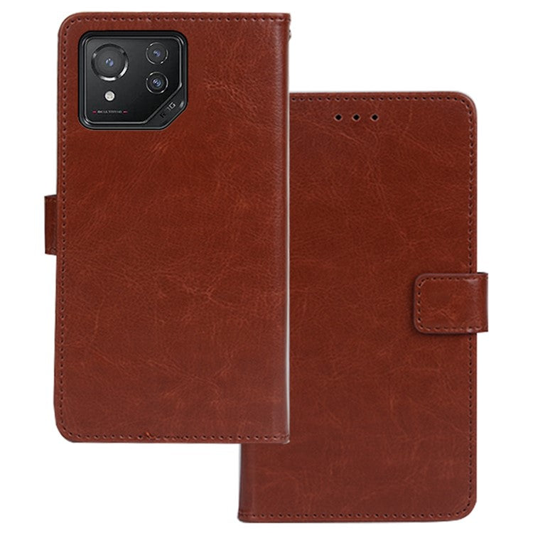 IDEWEI For Asus ROG Phone 8 5G / Phone 8 Pro 5G Wallet Case Leather Crazy Horse Texture Phone Protector - Brown