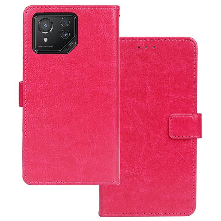 IDEWEI For Asus ROG Phone 8 5G / Phone 8 Pro 5G Wallet Case Leather Crazy Horse Texture Phone Protector - Rose
