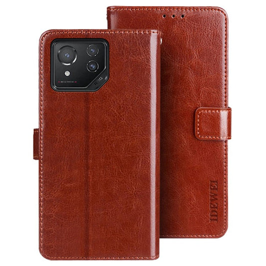 IDEWEI For Asus ROG Phone 8 5G / Phone 8 Pro 5G Case Crazy Horse Leather Wallet Phone Cover - Brown