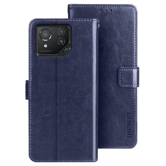 IDEWEI For Asus ROG Phone 8 5G / Phone 8 Pro 5G Case Crazy Horse Leather Wallet Phone Cover - Dark Blue
