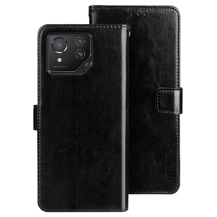 IDEWEI For Asus ROG Phone 8 5G / Phone 8 Pro 5G Case Crazy Horse Leather Wallet Phone Cover - Black