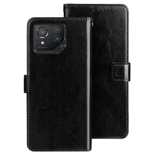 IDEWEI For Asus ROG Phone 8 5G / Phone 8 Pro 5G Case Crazy Horse Leather Wallet Phone Cover - Black