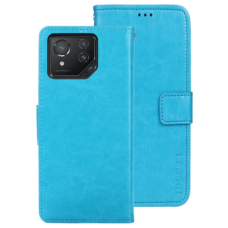 IDEWEI For Asus ROG Phone 8 5G / Phone 8 Pro 5G Case Crazy Horse Leather Wallet Phone Cover - Sky Blue