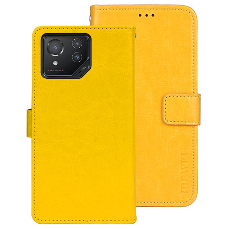 IDEWEI For Asus ROG Phone 8 5G / Phone 8 Pro 5G Case Crazy Horse Leather Wallet Phone Cover - Yellow