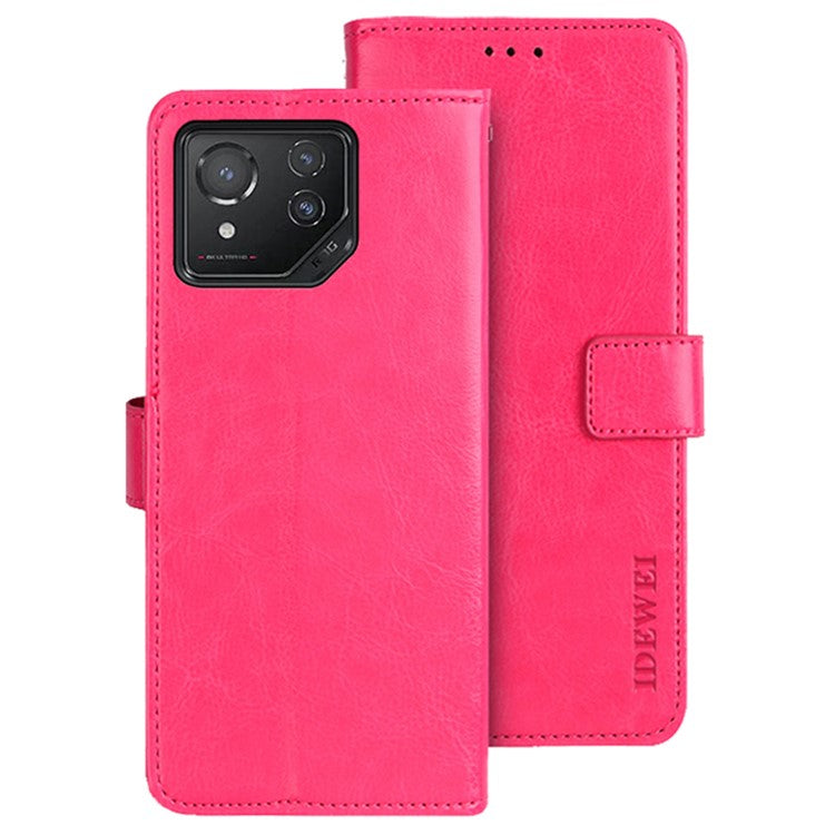 IDEWEI For Asus ROG Phone 8 5G / Phone 8 Pro 5G Case Crazy Horse Leather Wallet Phone Cover - Rose