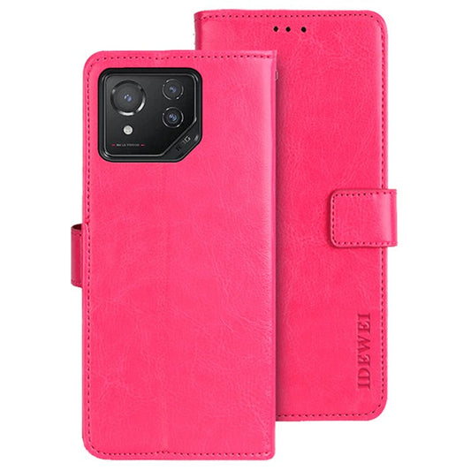IDEWEI For Asus ROG Phone 8 5G / Phone 8 Pro 5G Case Crazy Horse Leather Wallet Phone Cover - Rose