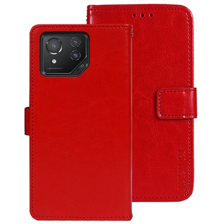 IDEWEI For Asus ROG Phone 8 5G / Phone 8 Pro 5G Case Crazy Horse Leather Wallet Phone Cover - Red