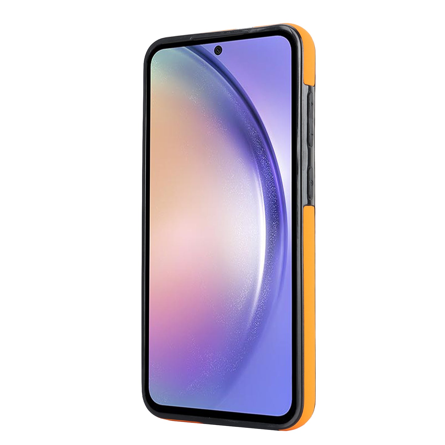 For Samsung Galaxy S24 Case Wave Pattern PU Leather+TPU Wristband Kickstand Phone Cover - Orange