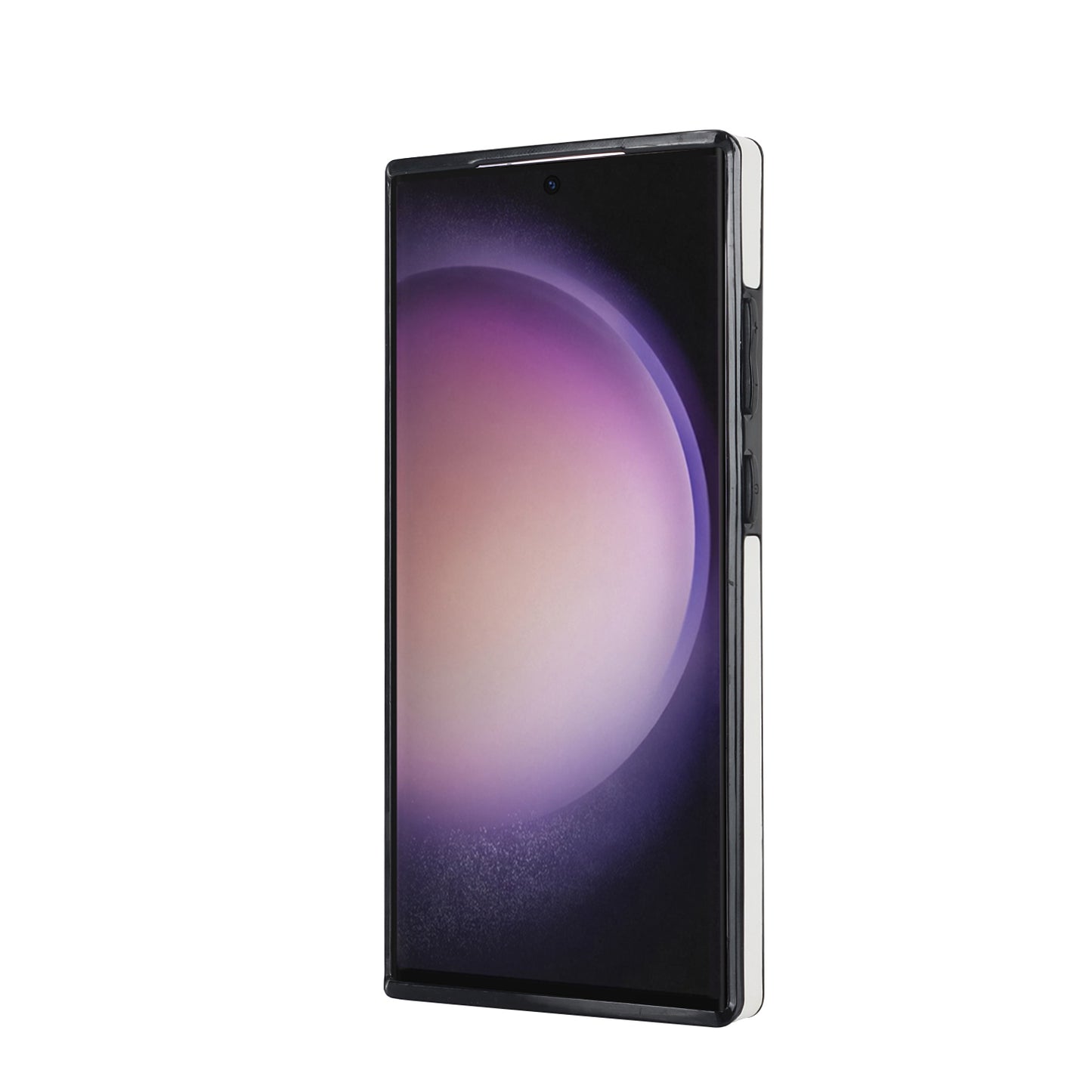 For Samsung Galaxy S24 Ultra Case Stylish Wave Pattern Leather+TPU Phone Cover with Kickstand - White