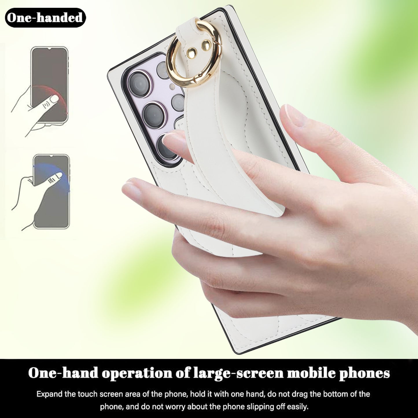 For Samsung Galaxy S24 Ultra Case Stylish Wave Pattern Leather+TPU Phone Cover with Kickstand - White