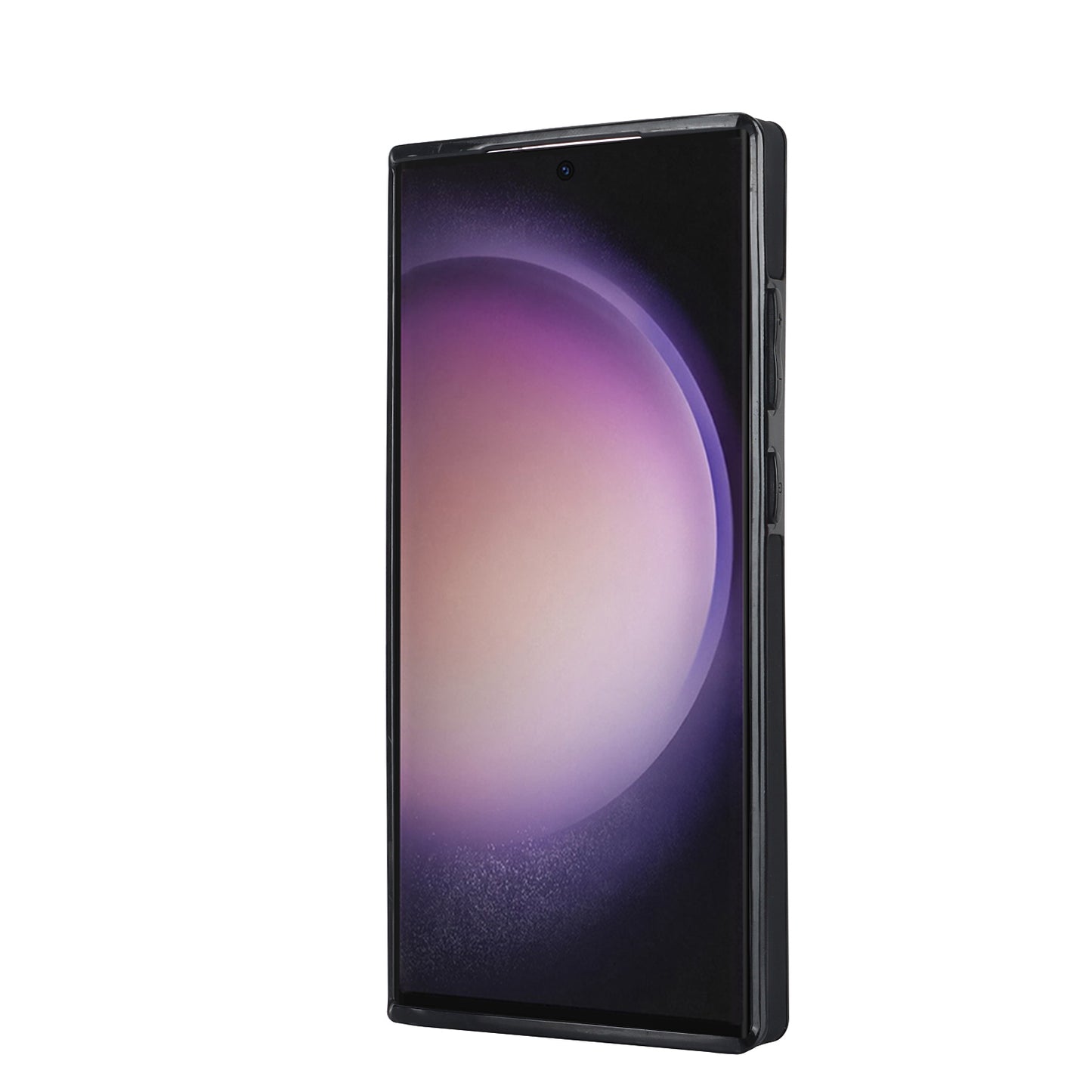 For Samsung Galaxy S24 Ultra Case Stylish Wave Pattern Leather+TPU Phone Cover with Kickstand - Black