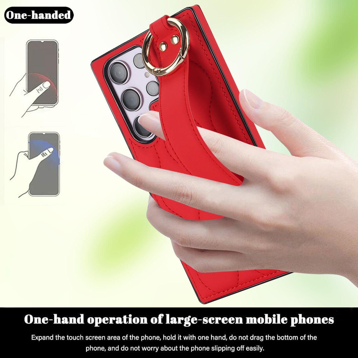 For Samsung Galaxy S24 Ultra Case Stylish Wave Pattern Leather+TPU Phone Cover with Kickstand - Red