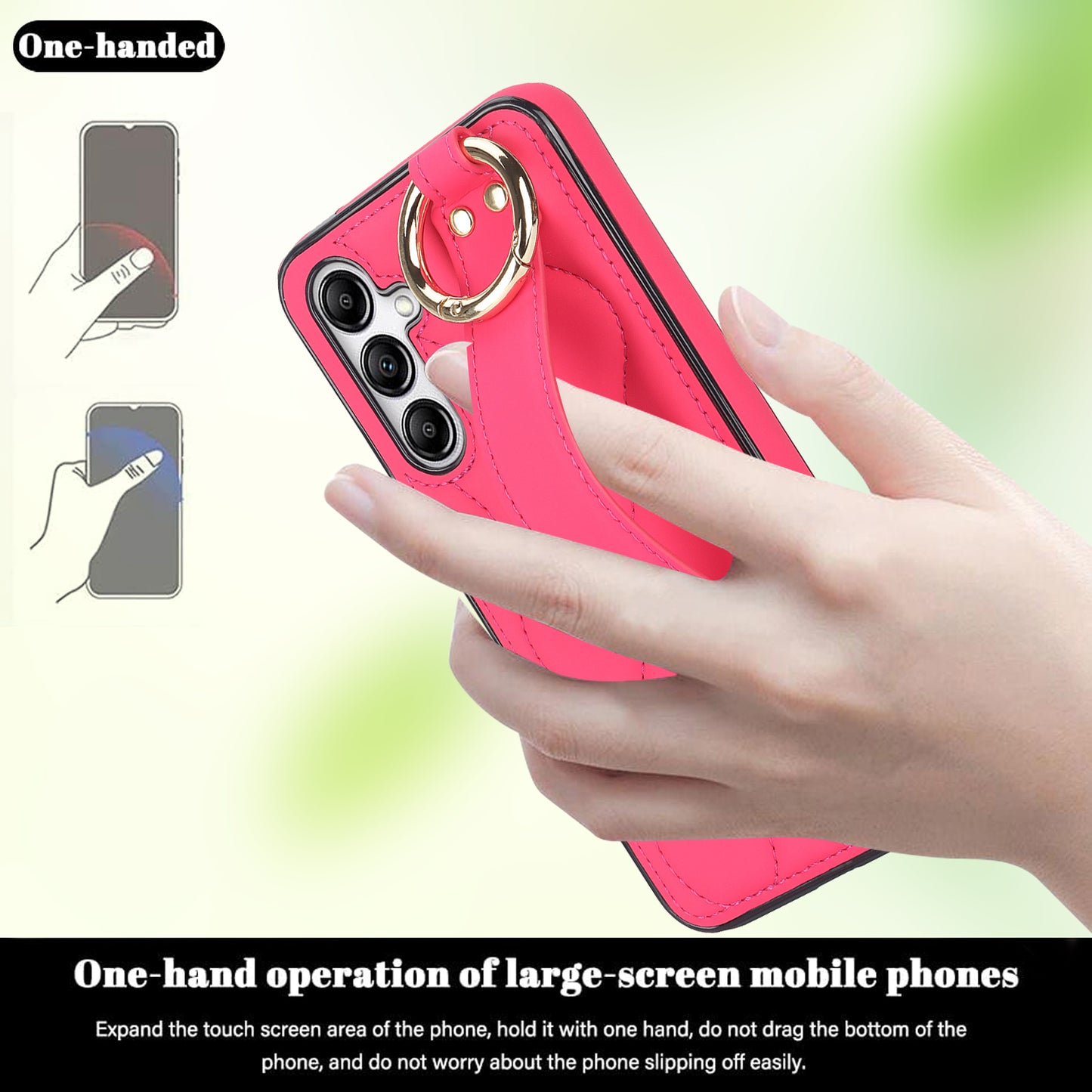 For Samsung Galaxy S24+ Cell Phone Case PU Leather+TPU Cover with Wristband - Rose
