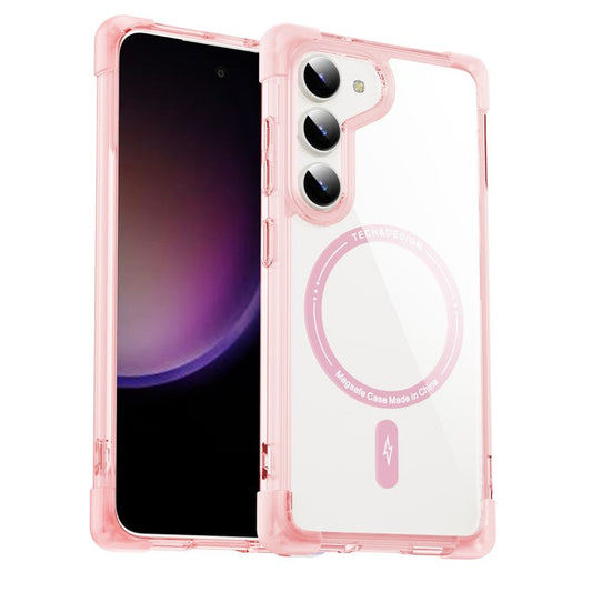 YSM Reinforced Corners Series for Samsung Galaxy S24 Magnetic Phone Case Anti-Scratch Clear - Transparent Pink