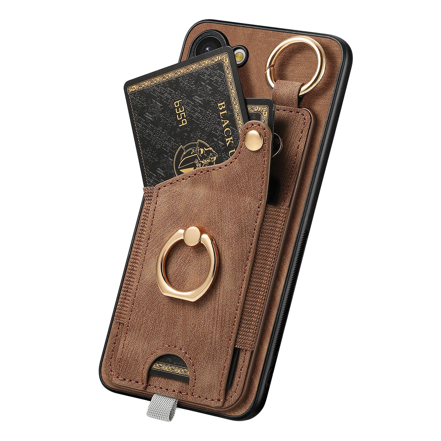 For Samsung Galaxy S24 Cell Phone Case Scratch-resistant Cover with Ring Kickstand - Brown