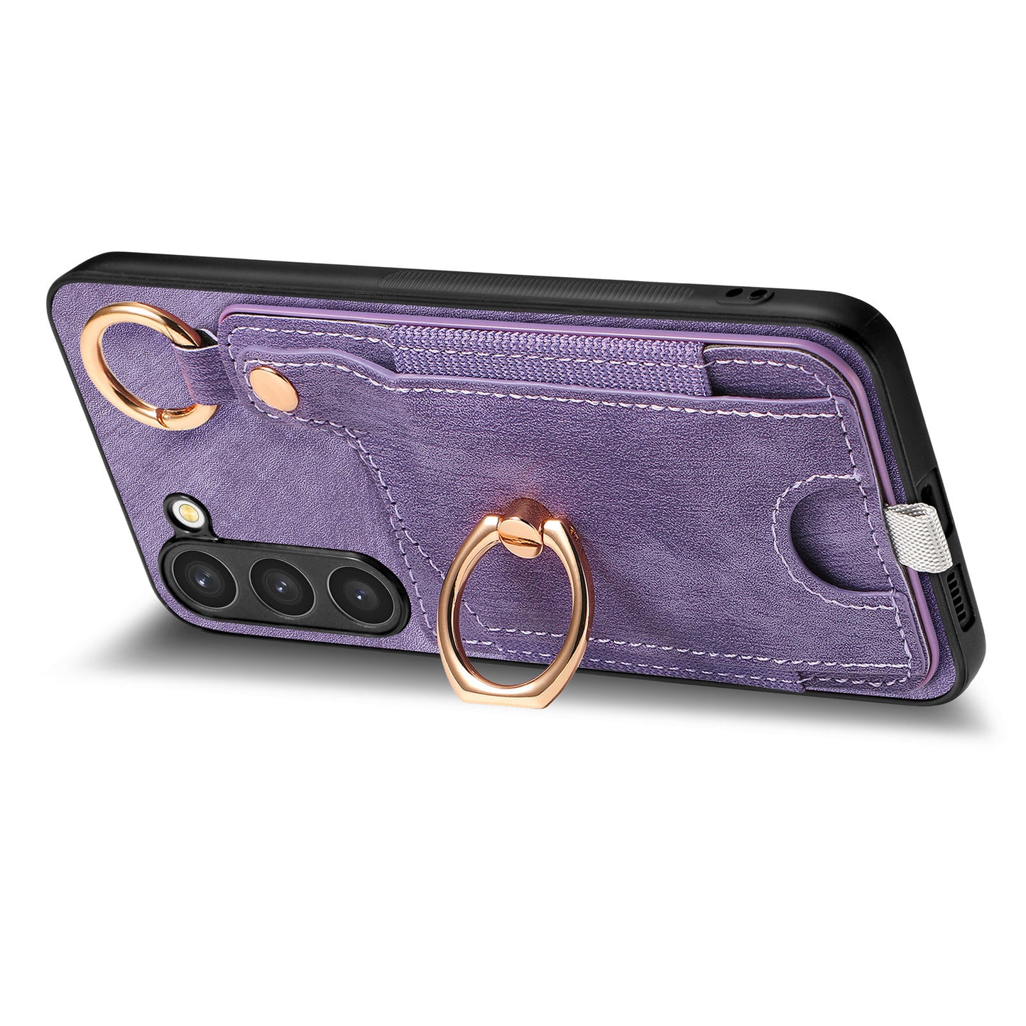 For Samsung Galaxy S24 Cell Phone Case Scratch-resistant Cover with Ring Kickstand - Purple