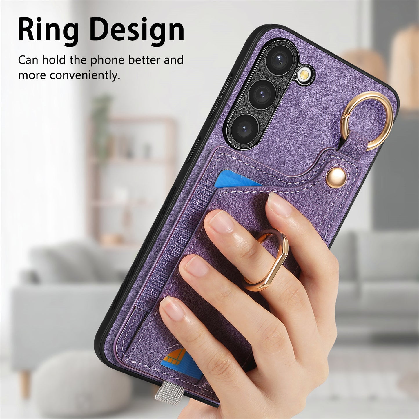 For Samsung Galaxy S24 Cell Phone Case Scratch-resistant Cover with Ring Kickstand - Purple