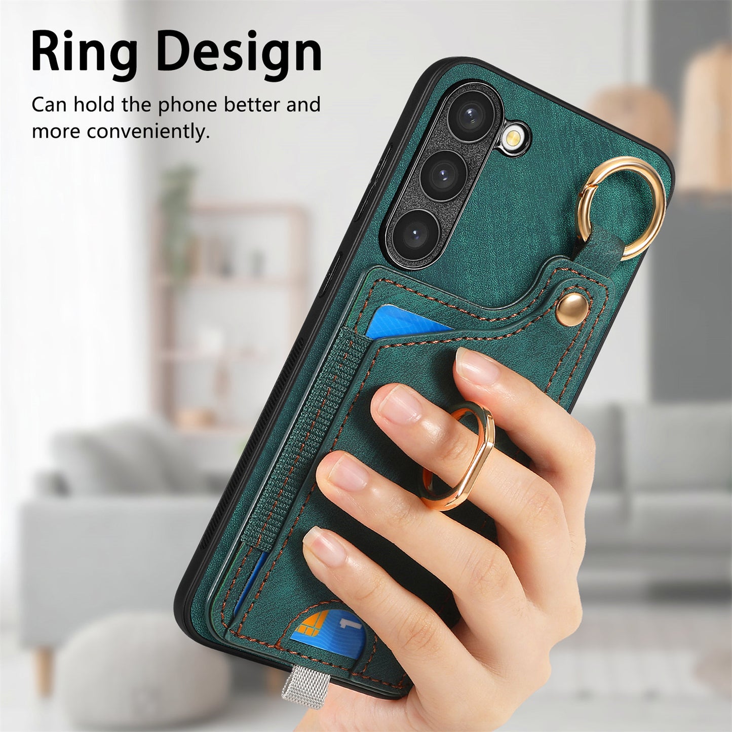 For Samsung Galaxy S24 Cell Phone Case Scratch-resistant Cover with Ring Kickstand - Green