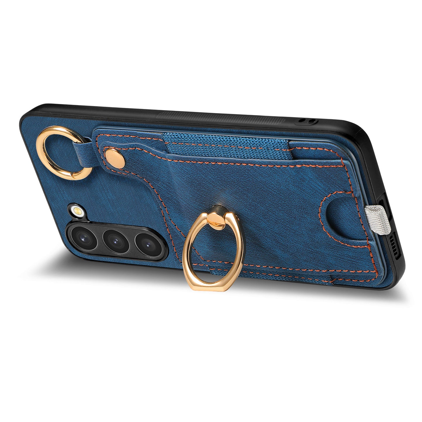 For Samsung Galaxy S24 Cell Phone Case Scratch-resistant Cover with Ring Kickstand - Blue