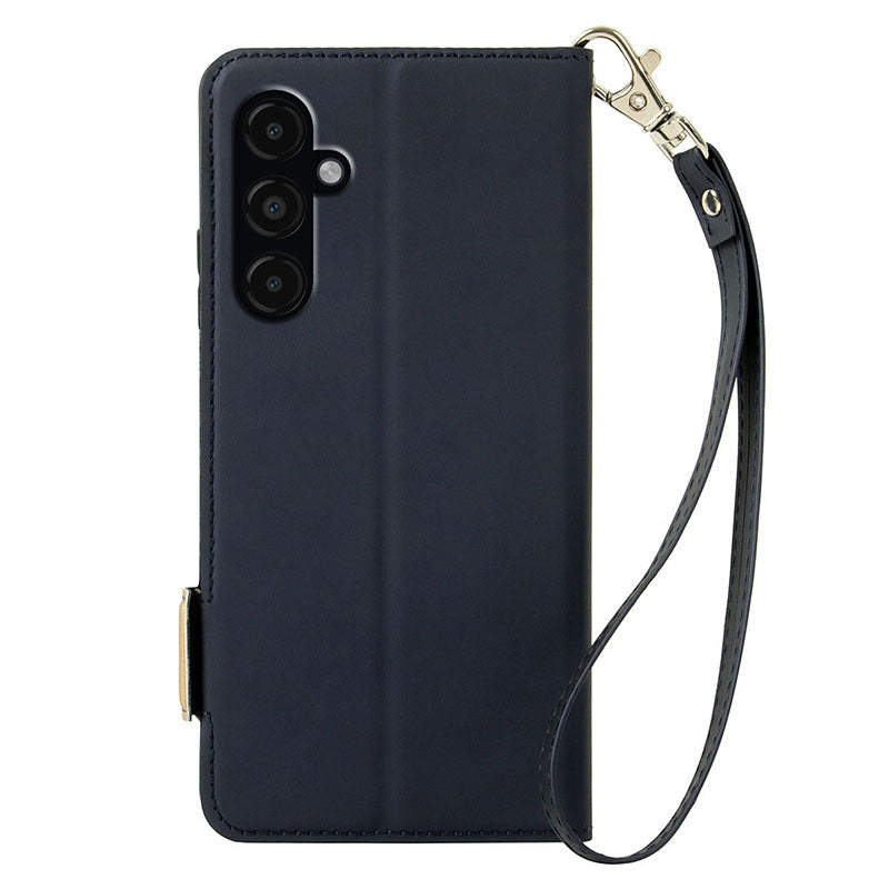 For Samsung Galaxy S24 Card Slot PU Leather Phone Case Flip Stand Contrast Color Phone Cover - Blue