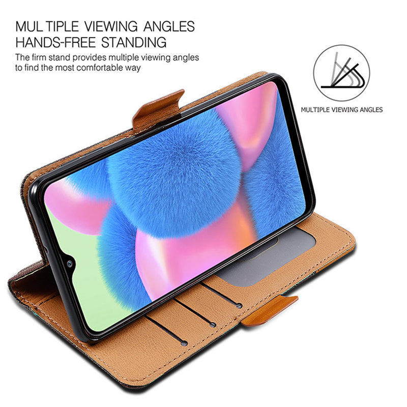 For Samsung Galaxy S24 PU Leather Phone Cover Color Splicing Wallet Stand Anti-drop Phone Case - Brown