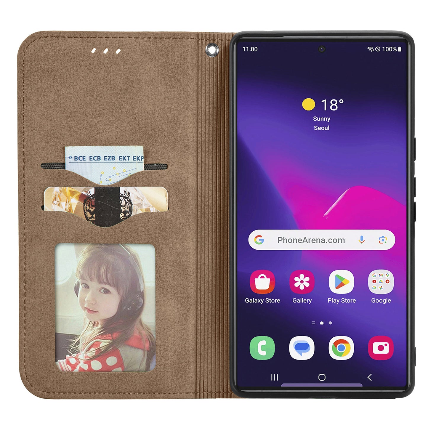 Phone Stand Case for Samsung Galaxy S24 Ultra Card Slots Skin-touch PU Leather Phone Cover - Brown