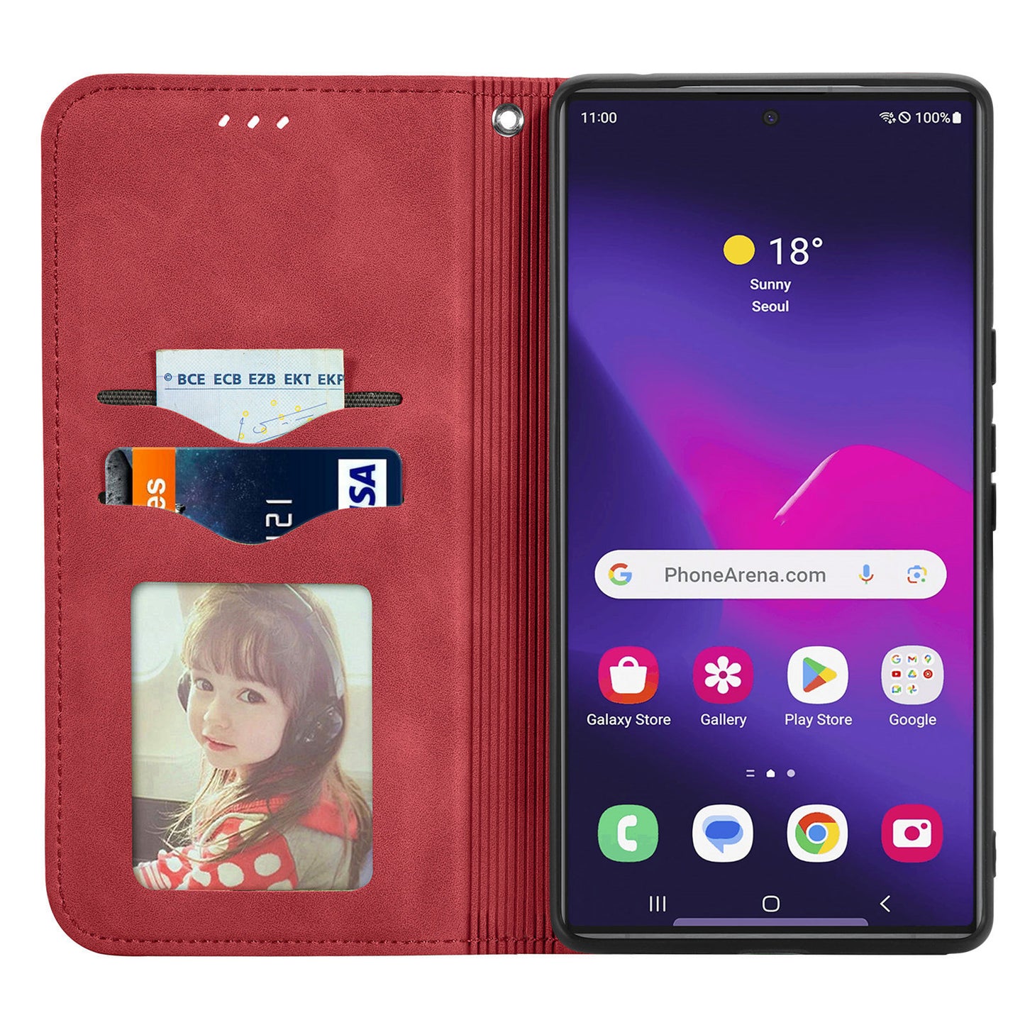 Phone Stand Case for Samsung Galaxy S24 Ultra Card Slots Skin-touch PU Leather Phone Cover - Red