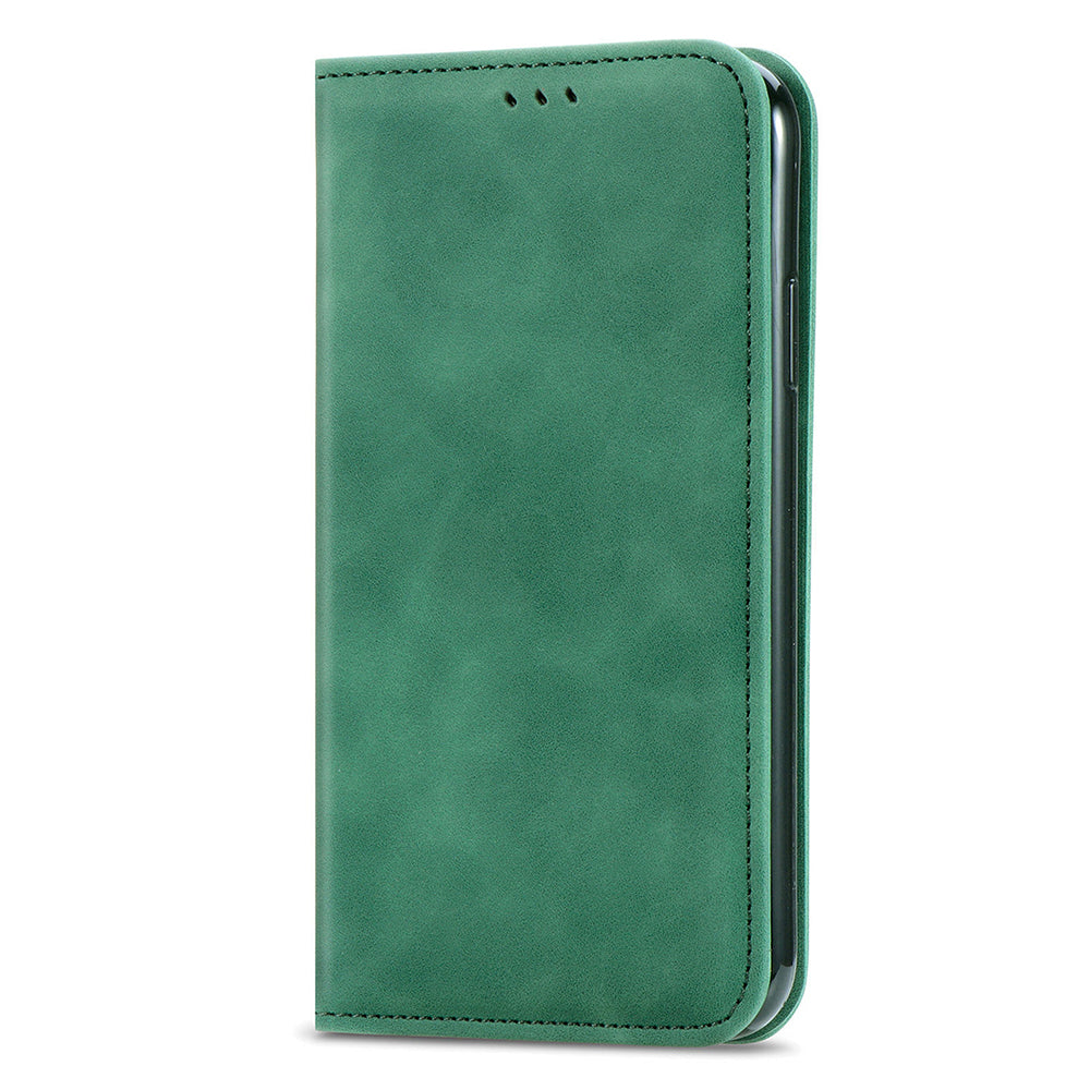 For Samsung Galaxy S24 Cases Magnetic Absorption Card Slots PU Leather Phone Stand Cover - Green