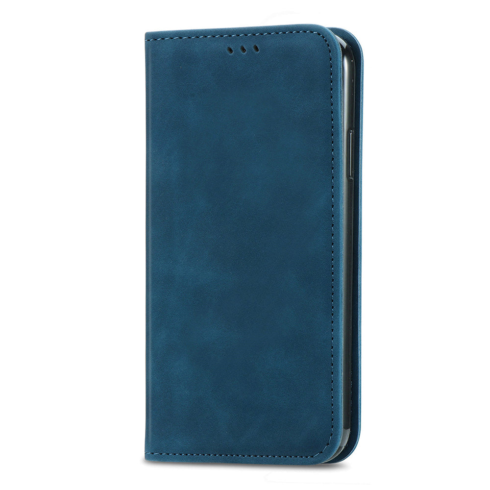 For Samsung Galaxy S24 Cases Magnetic Absorption Card Slots PU Leather Phone Stand Cover - Dark Blue