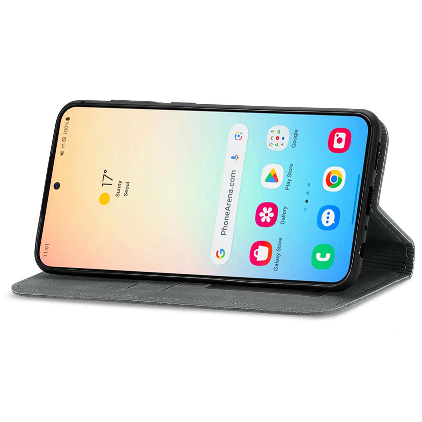 For Samsung Galaxy S24 Cases Magnetic Absorption Card Slots PU Leather Phone Stand Cover - Grey