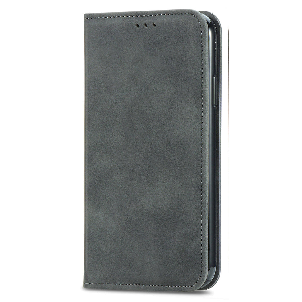 For Samsung Galaxy S24 Cases Magnetic Absorption Card Slots PU Leather Phone Stand Cover - Grey