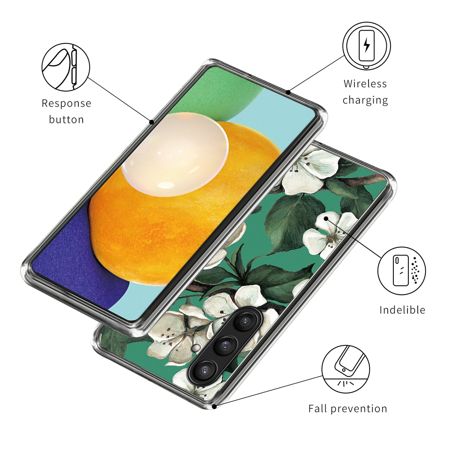 For Samsung Galaxy S24 TPU Phone Case Protective Phone Cover Pattern Printing - White Flowers