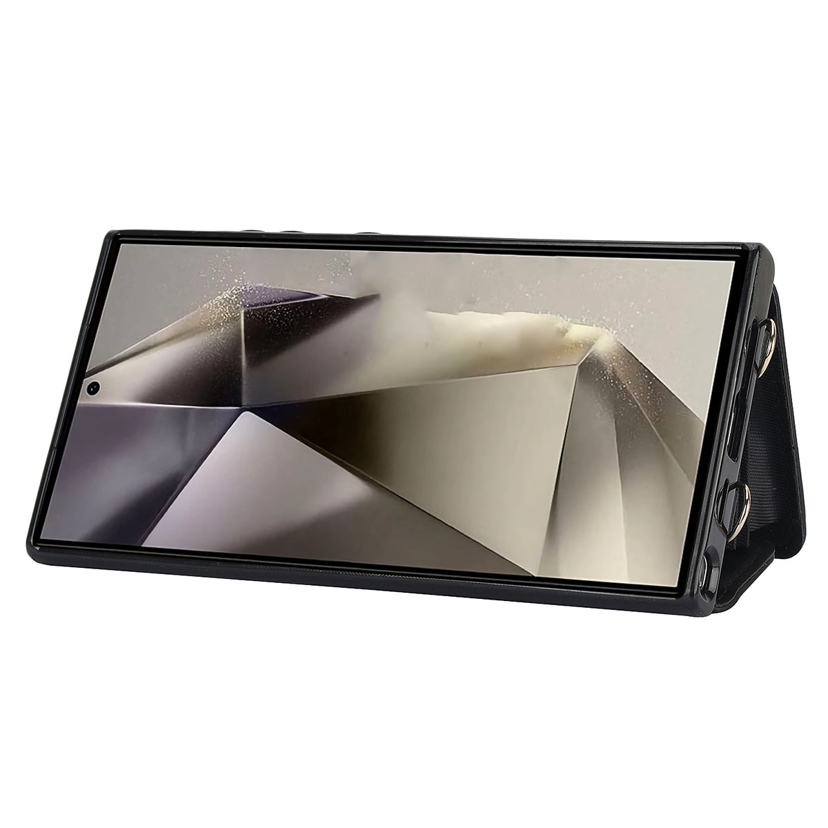 026 For Samsung Galaxy S24 Ultra Card Slots Phone Case Kickstand Leather+TPU Cover - Black