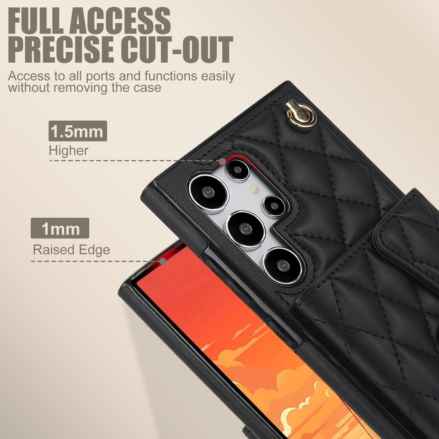 026 For Samsung Galaxy S24 Ultra Card Slots Phone Case Kickstand Leather+TPU Cover - Black