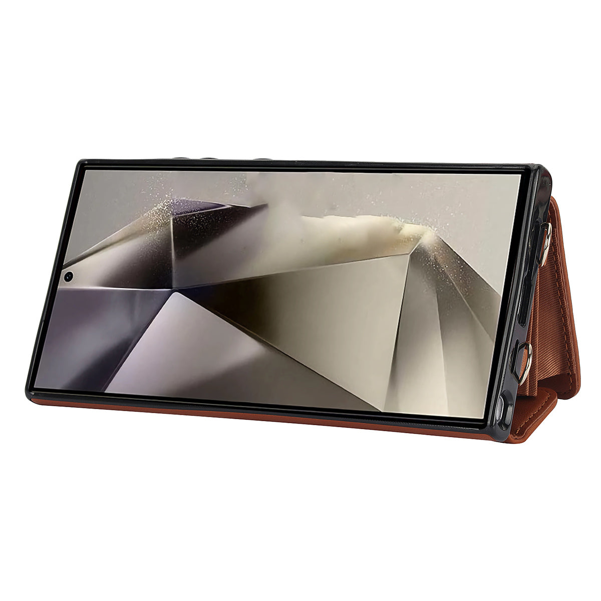 026 For Samsung Galaxy S24 Ultra Card Slots Phone Case Kickstand Leather+TPU Cover - Brown