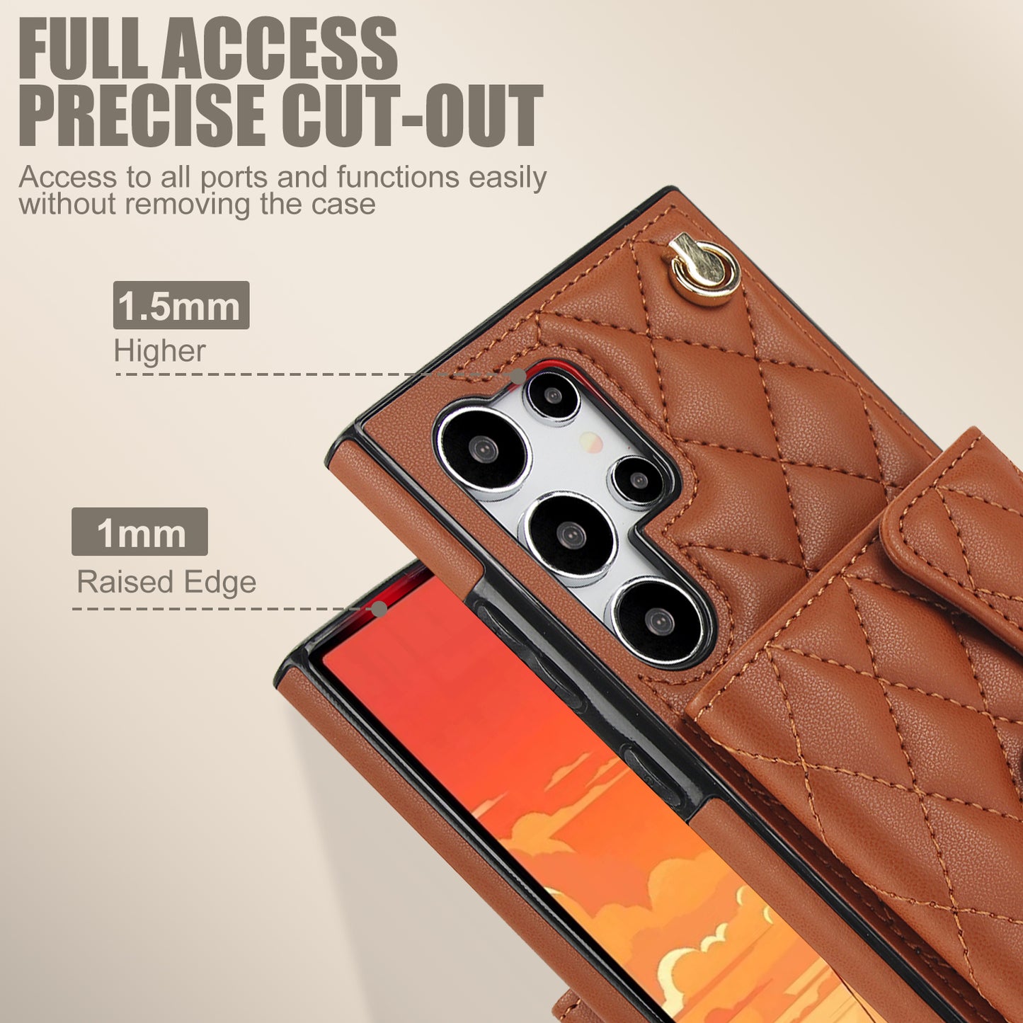 026 For Samsung Galaxy S24 Ultra Card Slots Phone Case Kickstand Leather+TPU Cover - Brown