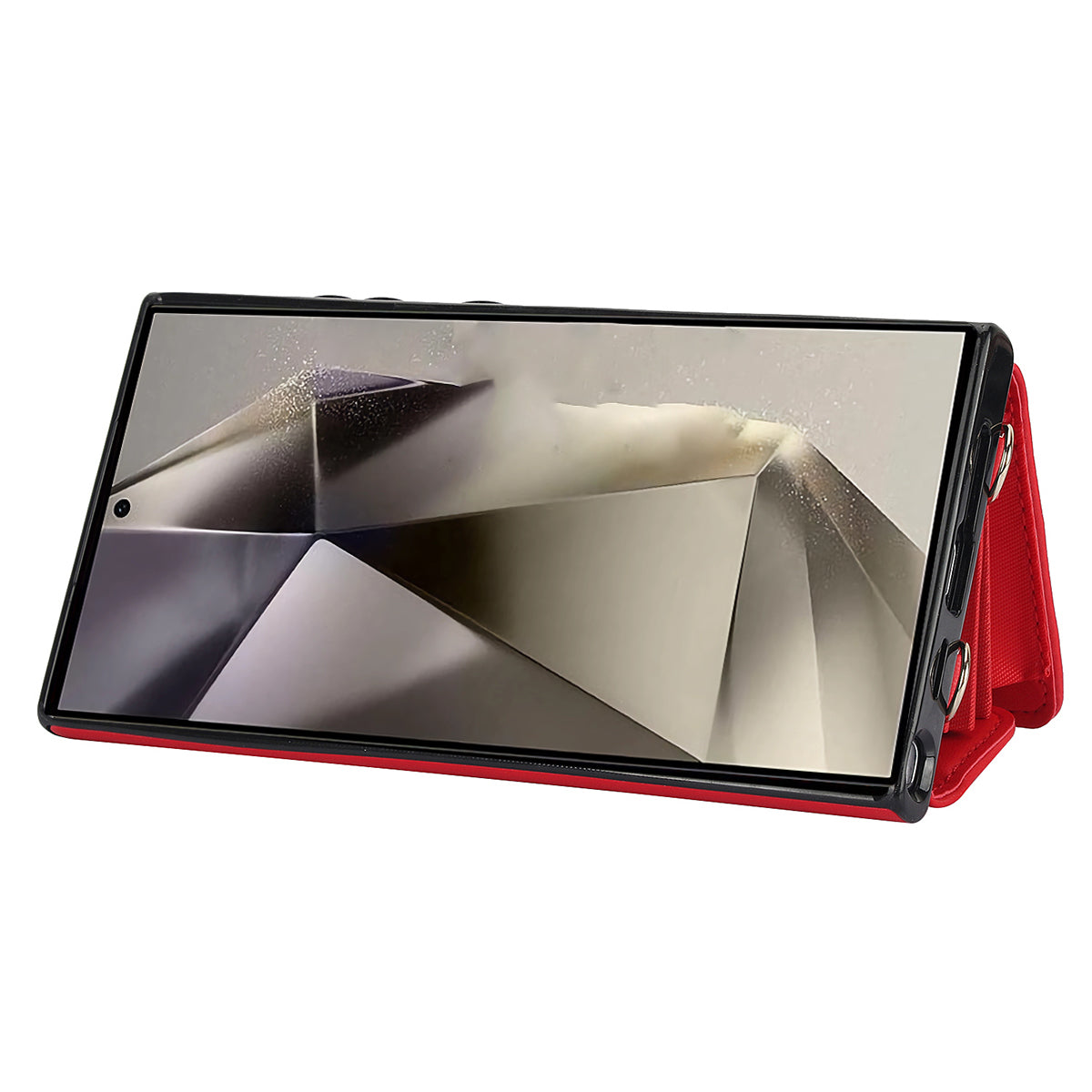 026 For Samsung Galaxy S24 Ultra Card Slots Phone Case Kickstand Leather+TPU Cover - Red