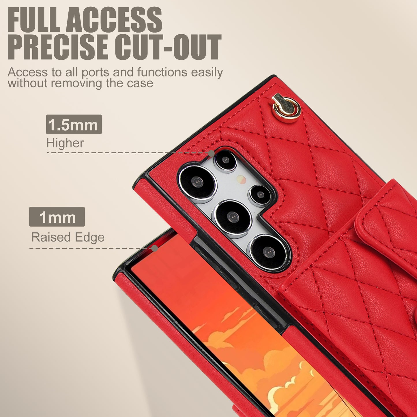 026 For Samsung Galaxy S24 Ultra Card Slots Phone Case Kickstand Leather+TPU Cover - Red