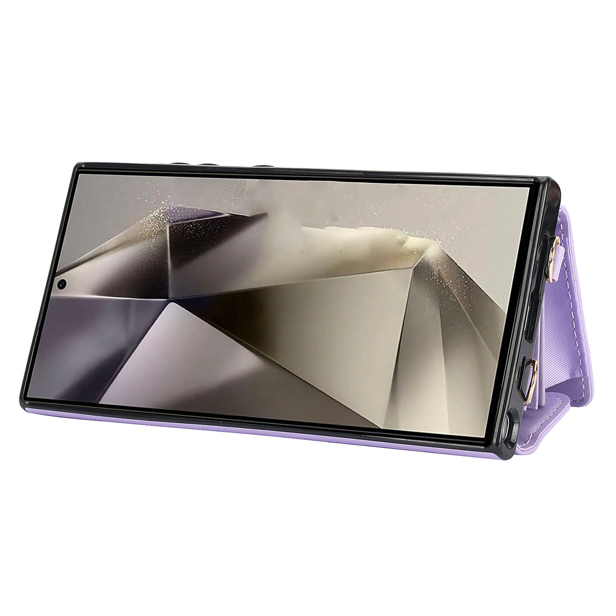026 For Samsung Galaxy S24 Ultra Card Slots Phone Case Kickstand Leather+TPU Cover - Purple