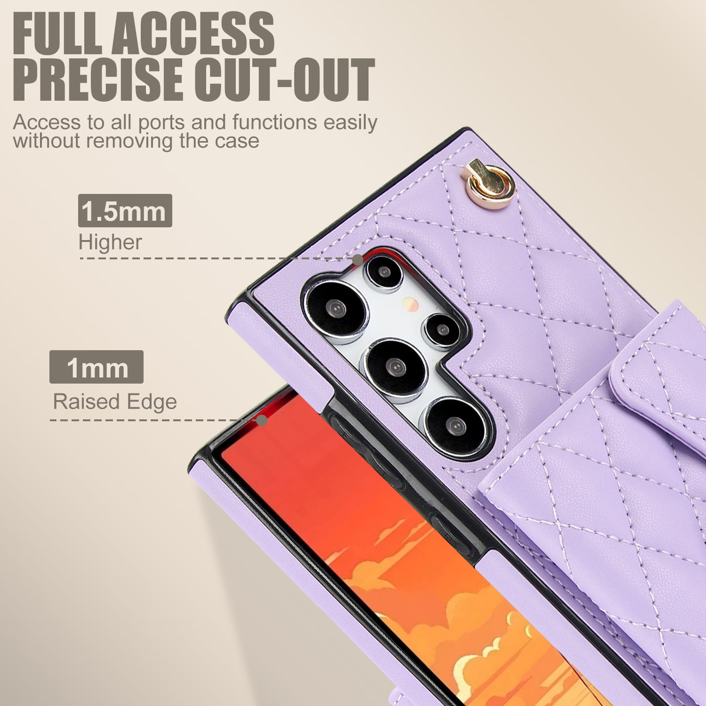 026 For Samsung Galaxy S24 Ultra Card Slots Phone Case Kickstand Leather+TPU Cover - Purple