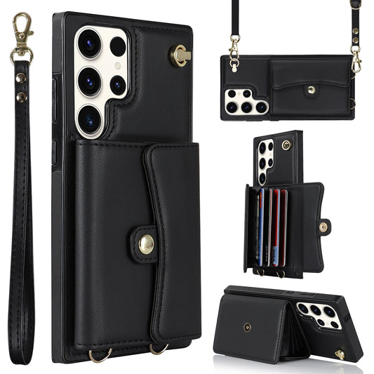 For Samsung Galaxy S24 Ultra RFID Blocking Card Slots Cover Phone Card Case - Black