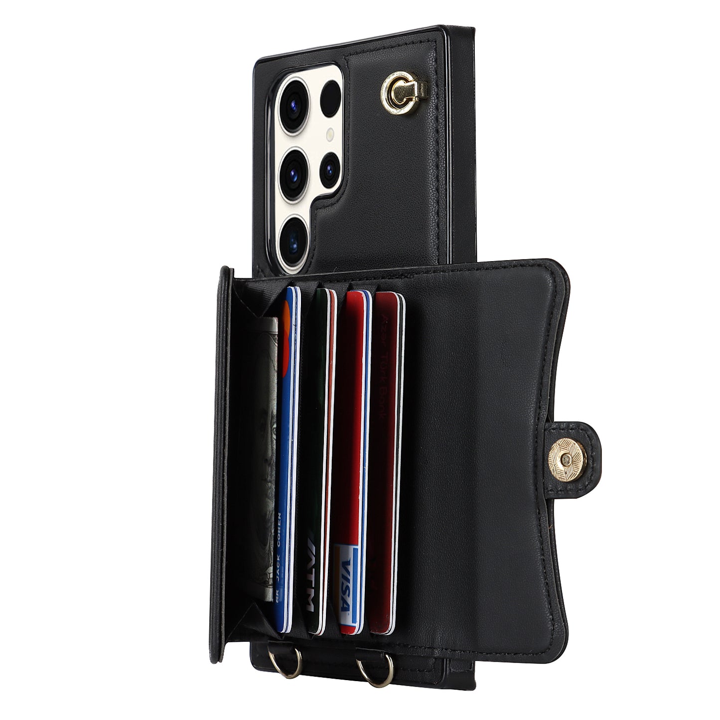 For Samsung Galaxy S24 Ultra RFID Blocking Card Slots Cover Phone Card Case - Black