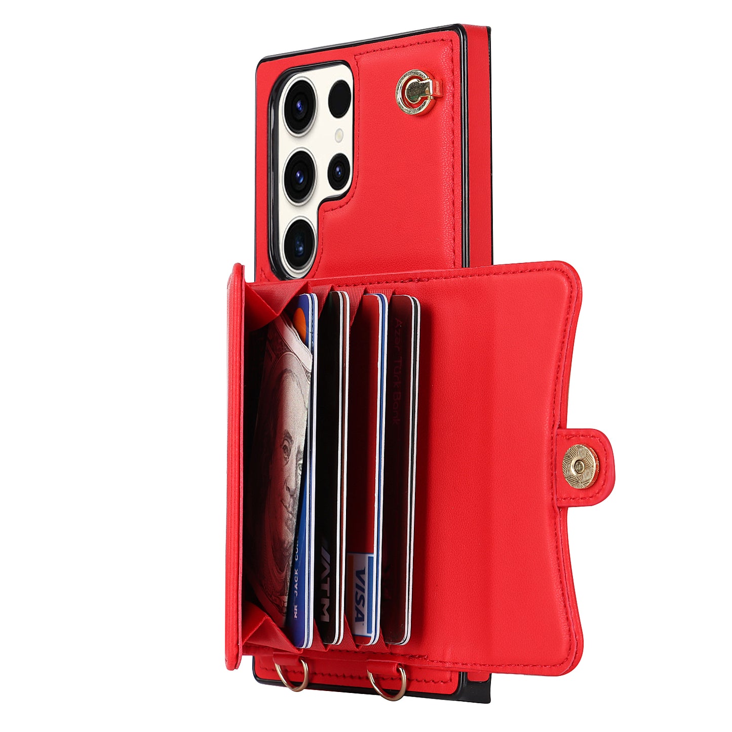 For Samsung Galaxy S24 Ultra RFID Blocking Card Slots Cover Phone Card Case - Red